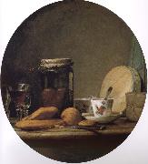 Jean Baptiste Simeon Chardin Equipped with a jar of apricot glass knife still life, etc. painting